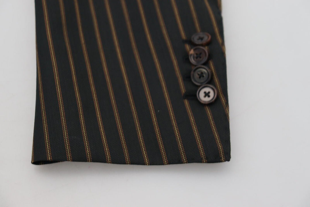 Dolce & Gabbana Black Brown Stripes Single Breasted Blazer