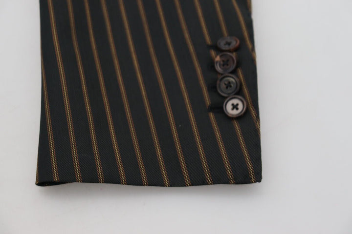 Dolce & Gabbana Black Brown Stripes Single Breasted Blazer