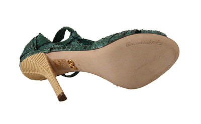 Dolce & Gabbana Emerald Exotic Leather Heels Sandals Dolce & Gabbana, EU37/US6.5, feed-1, Green, Sandals - Women - Shoes at SEYMAYKA