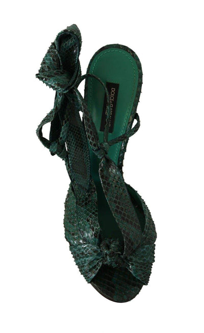 Dolce & Gabbana Emerald Exotic Leather Heels Sandals Dolce & Gabbana, EU37/US6.5, feed-1, Green, Sandals - Women - Shoes at SEYMAYKA