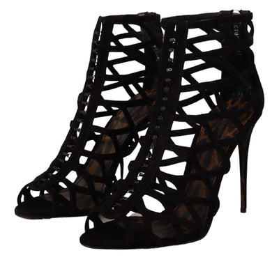 Dolce & Gabbana Black Suede Stiletto Heels Bette Sandals Black, Dolce & Gabbana, EU41/US10.5, feed-1, Sandals - Women - Shoes at SEYMAYKA
