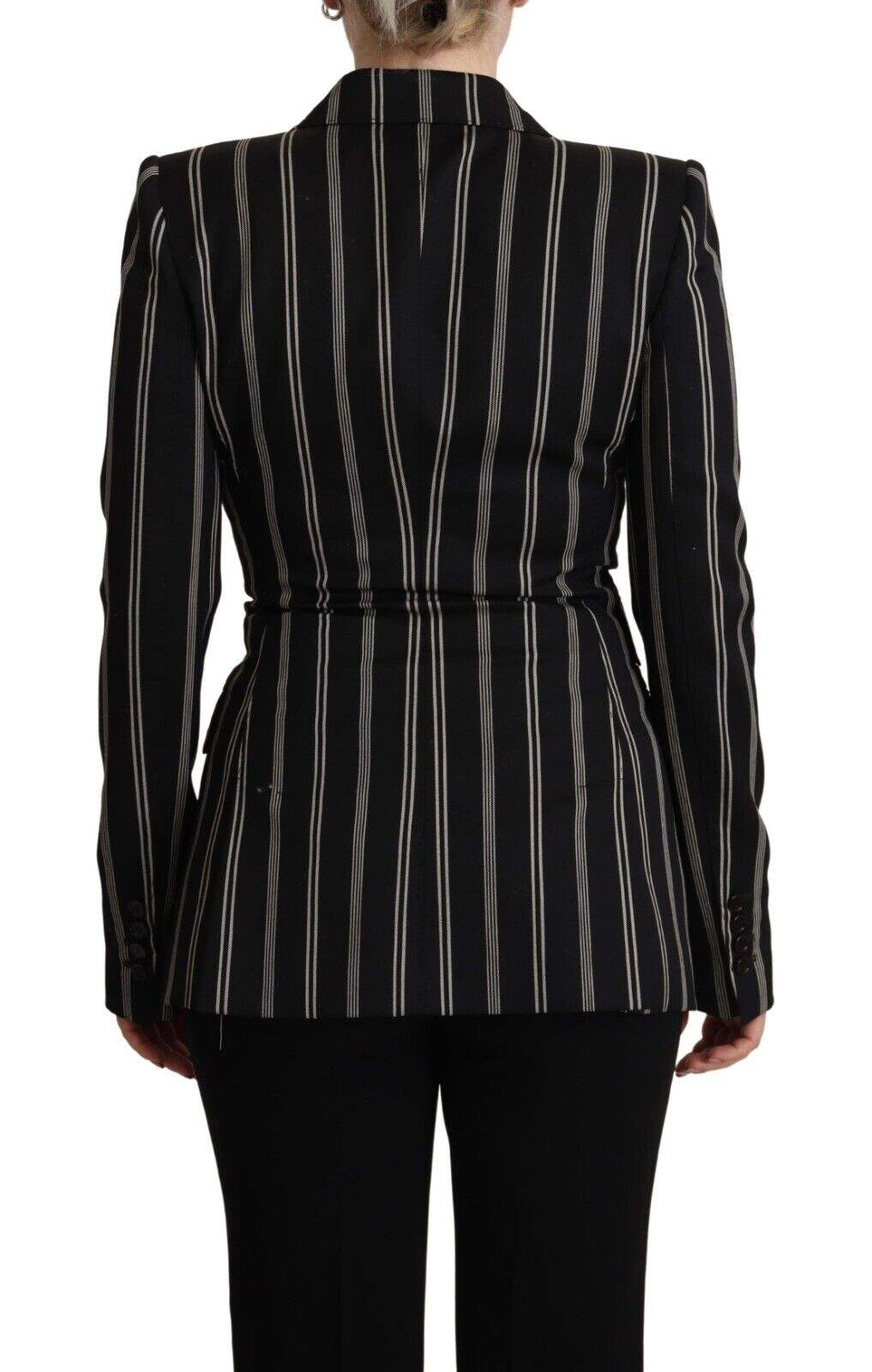 Dolce & Gabbana Black White Stripes Wool Long Sleeves Jacket Black/White, Dolce & Gabbana, feed-1, IT40|S, Jackets & Coats - Women - Clothing at SEYMAYKA