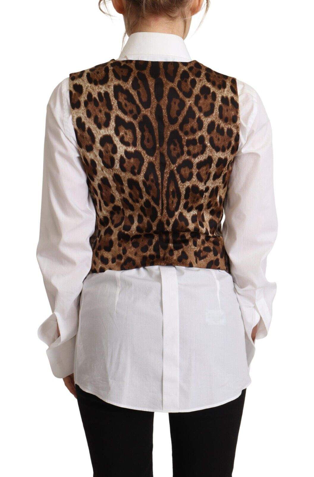 Dolce & Gabbana Brown Checkered Leopard V-neck Sleeveless Vest Top Brown, Dolce & Gabbana, feed-1, IT40|S, Vests - Women - Clothing at SEYMAYKA