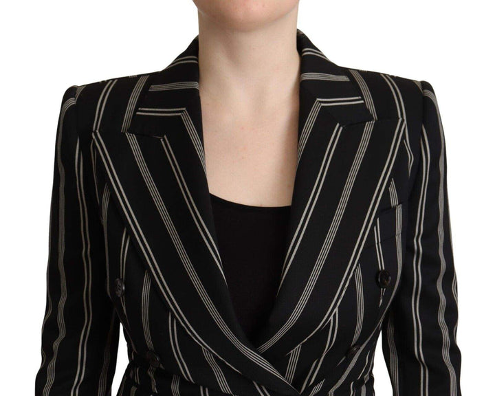 Dolce & Gabbana Black White Stripes Wool Long Sleeves Jacket Black/White, Dolce & Gabbana, feed-1, IT40|S, Jackets & Coats - Women - Clothing at SEYMAYKA