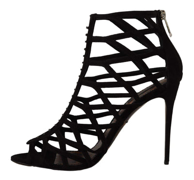 Dolce & Gabbana Black Suede Stiletto Heels Bette Sandals Black, Dolce & Gabbana, EU41/US10.5, feed-1, Sandals - Women - Shoes at SEYMAYKA