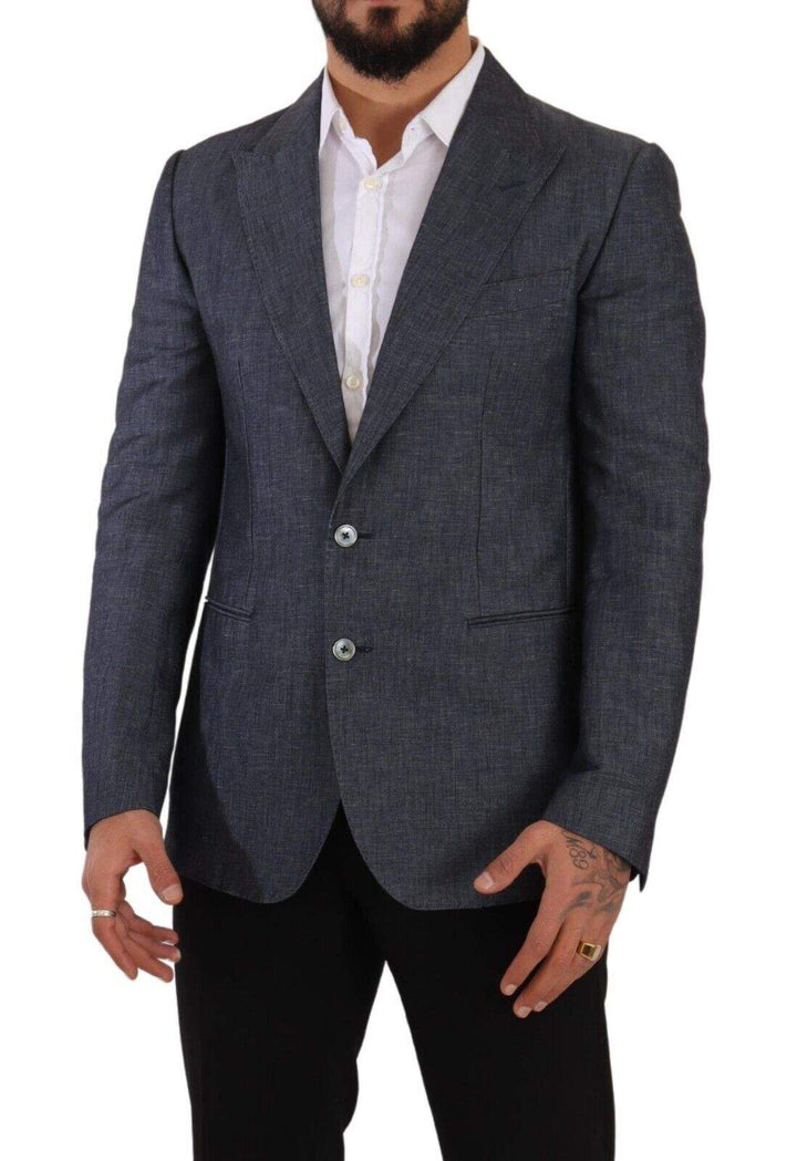Dolce & Gabbana Blue Linen Cotton Jacket TAORMINA Blazer #men, Blazers - Men - Clothing, Blue, Dolce & Gabbana, feed-1, IT48 | M at SEYMAYKA