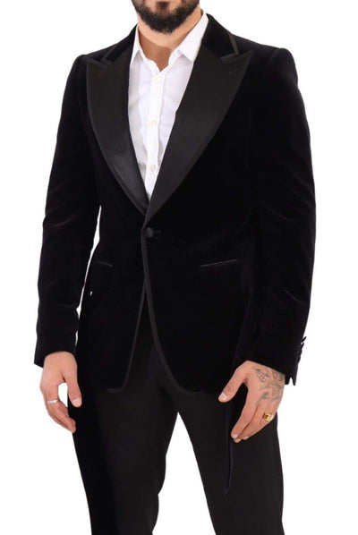 Dolce & Gabbana Black Velvet Single Breasted One Button Blazer #men, Black, Blazers - Men - Clothing, Dolce & Gabbana, feed-1, IT48 | M at SEYMAYKA