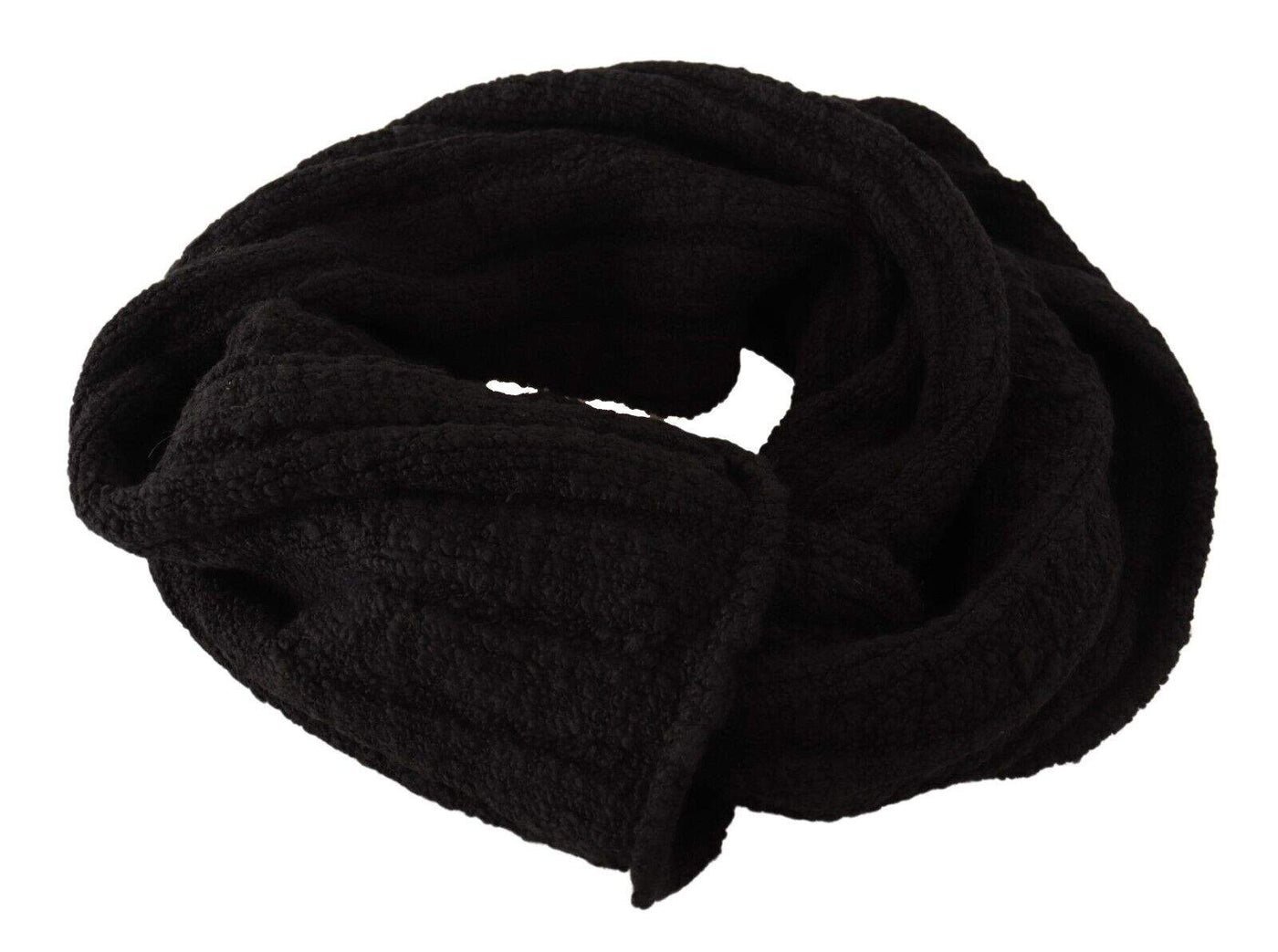 Dolce & Gabbana Black Virgin Wool Knitted  Warmer Shawl Scarf Black, Dolce & Gabbana, feed-1, Scarves - Women - Accessories at SEYMAYKA
