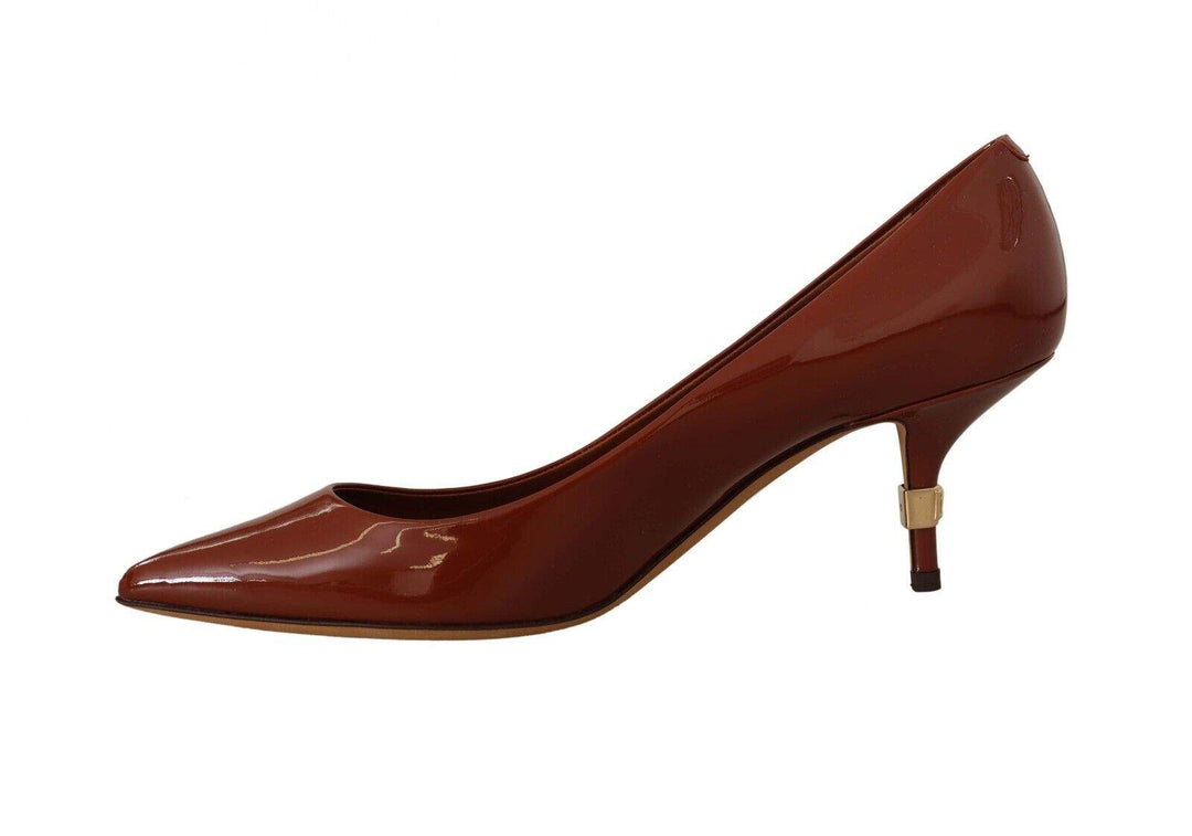 Dolce & Gabbana Brown Kitten Heels Pumps Patent Leather Brown, Dolce & Gabbana, EU39/US8.5, feed-1, Pumps - Women - Shoes at SEYMAYKA