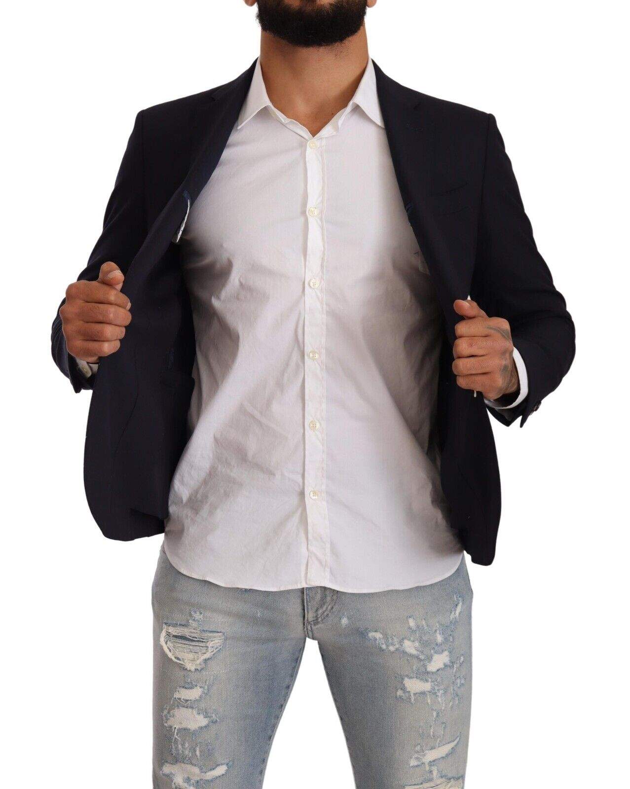 Doico Tagliente Black Single Breasted One Button Suit Jacket #men, Black, Domenico Tagliente, feed-1, IT50 | L, IT52 | XL, Jackets - Men - Clothing at SEYMAYKA