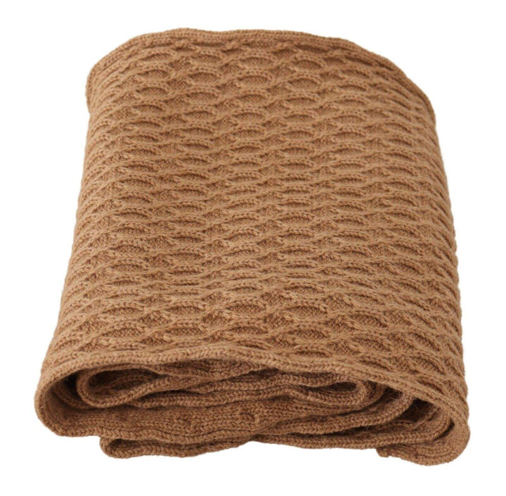 Dolce & Gabbana Dark Brown Wrap Shawl Knitted Camel Scarf Brown, Dolce & Gabbana, feed-1, Scarves - Women - Accessories at SEYMAYKA