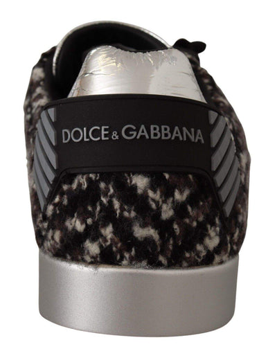 Dolce & Gabbana Silver Leather Brown Cotton Wool Sneakers Shoes #men, Dolce & Gabbana, EU44/US11, feed-1, Silver, Sneakers - Men - Shoes at SEYMAYKA