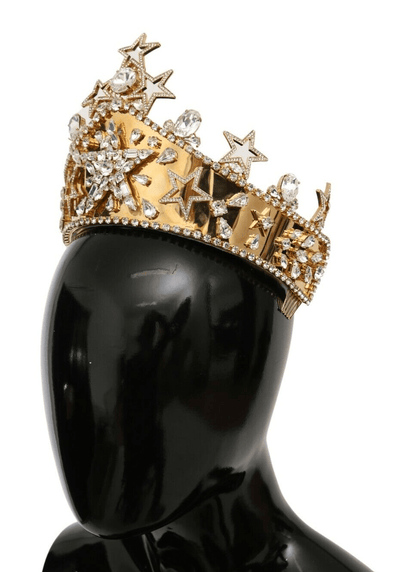 Dolce & Gabbana Gold Crystal Star STRASS Crown Logo Diadem Tiara Dolce & Gabbana, feed-1, Gold, Headbands - Women - Accessories at SEYMAYKA