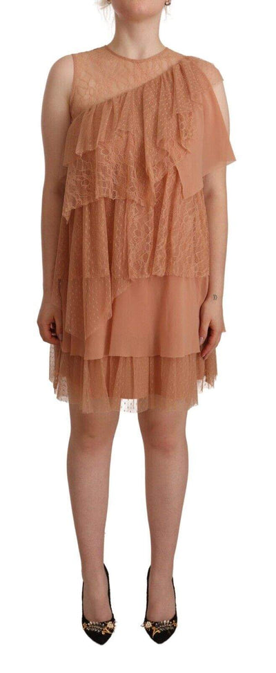 Liu Jo Pink Lace Sleeveless Mini Shift Layered Dress Dresses - Women - Clothing, feed-1, IT42|M, Liu Jo, Pink at SEYMAYKA