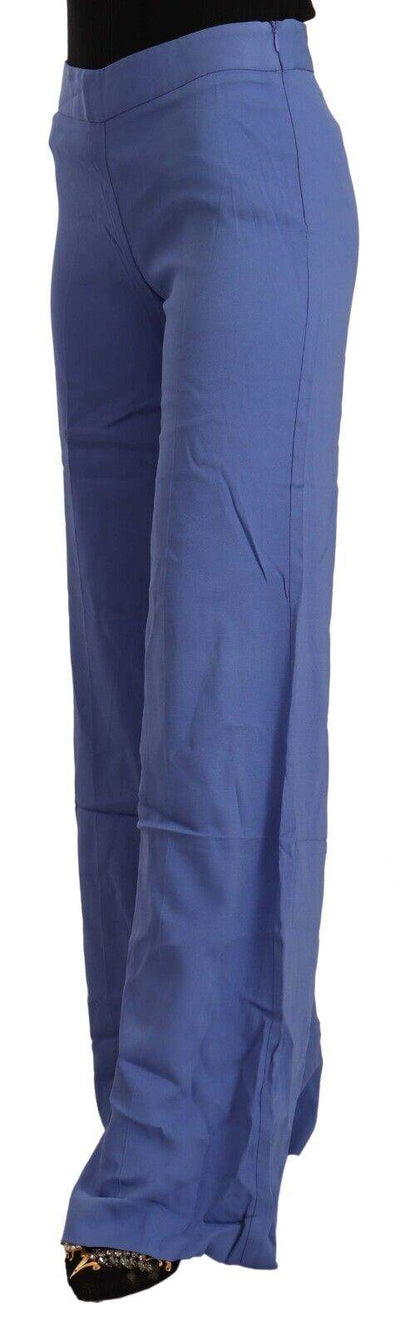 P.A.R.O.S.H. Blue High Waist Viscose Straight Wide Leg Pants Blue, feed-1, IT38|XS, Jeans & Pants - Women - Clothing, P.A.R.O.S.H. at SEYMAYKA
