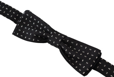 Dolce & Gabbana Black Silk Patterned Neck Papillon Accessory Bow Tie