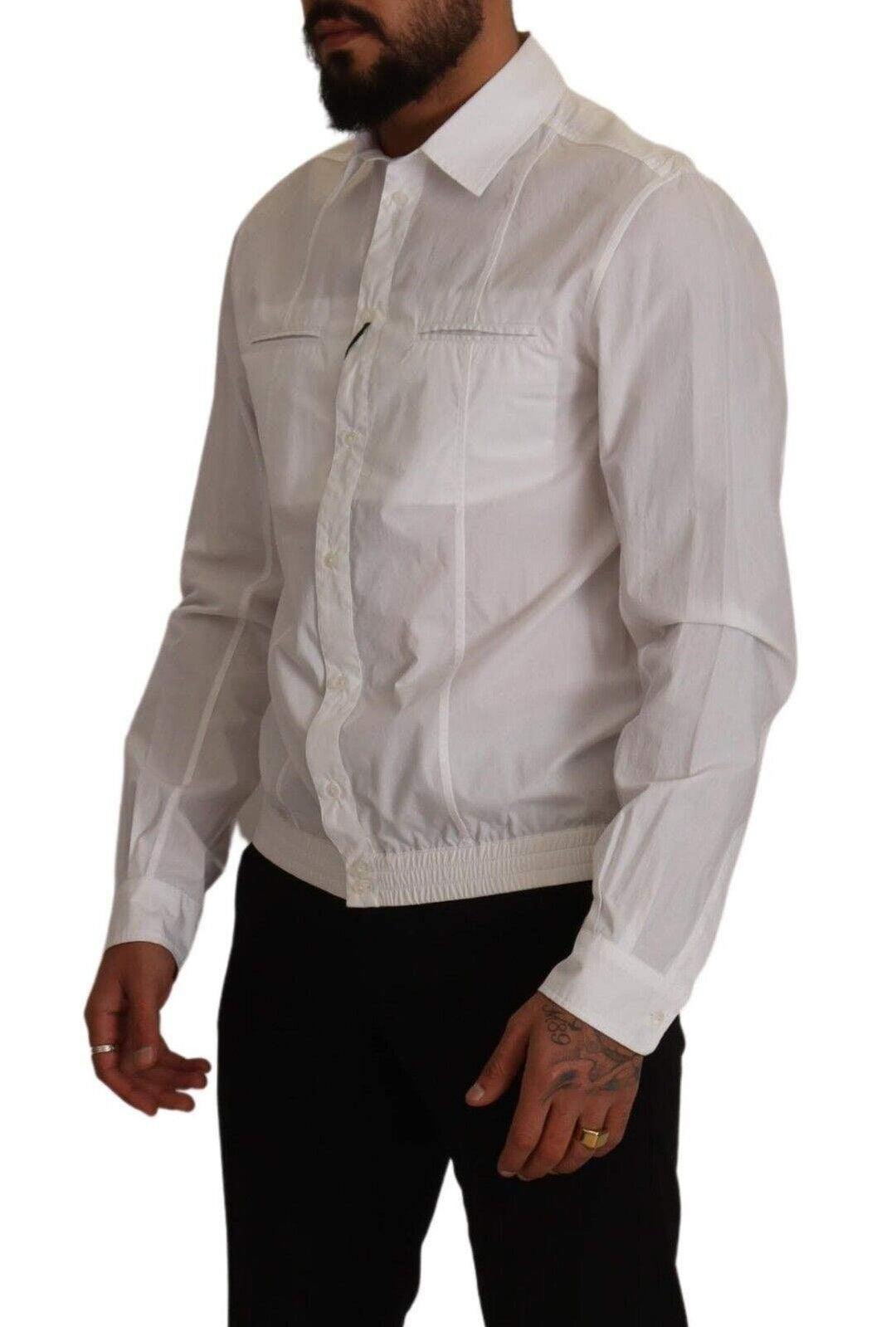 Dolce & Gabbana White Cotton Button Down  Collared Shirt #men, Dolce & Gabbana, feed-1, IT41 | L, Polo Shirt - Men - Clothing, White at SEYMAYKA