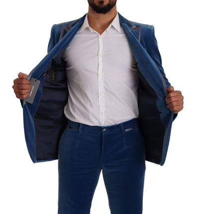 Dolce & Gabbana Blue SICILIA Velvet Slim Fit 2 Piece Suit #men, Blue, Dolce & Gabbana, feed-1, IT48 | M, Suits - Men - Clothing at SEYMAYKA