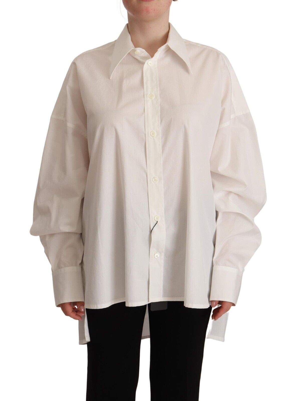 Dolce & Gabbana White Cotton Button Up Collared Long Sleeve Top Dolce & Gabbana, feed-1, IT40|S, Tops & T-Shirts - Women - Clothing, White at SEYMAYKA