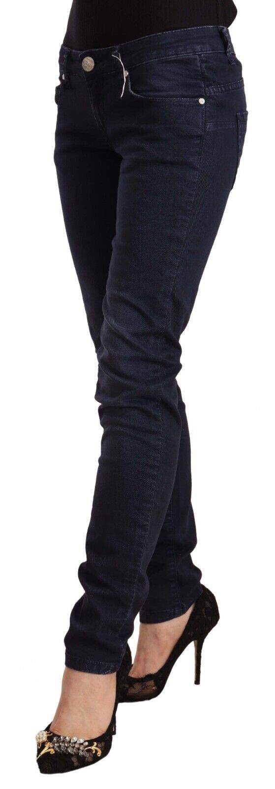 Acht Blue Washed Cotton Low Waist Slim Fit Denim Jeans Acht, Blue, feed-1, Jeans & Pants - Women - Clothing, W26 at SEYMAYKA