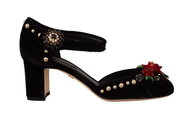 Dolce & Gabbana Black Embellished Ankle Strap Heels Sandals Black, Dolce & Gabbana, EU35.5/US5, feed-1, Sandals - Women - Shoes at SEYMAYKA