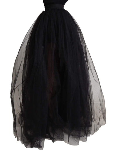 Dolce & Gabbana Black Nylon High Waist Long A-line Tulle Skirt Black, Dolce & Gabbana, feed-1, IT40|S, Skirts - Women - Clothing at SEYMAYKA