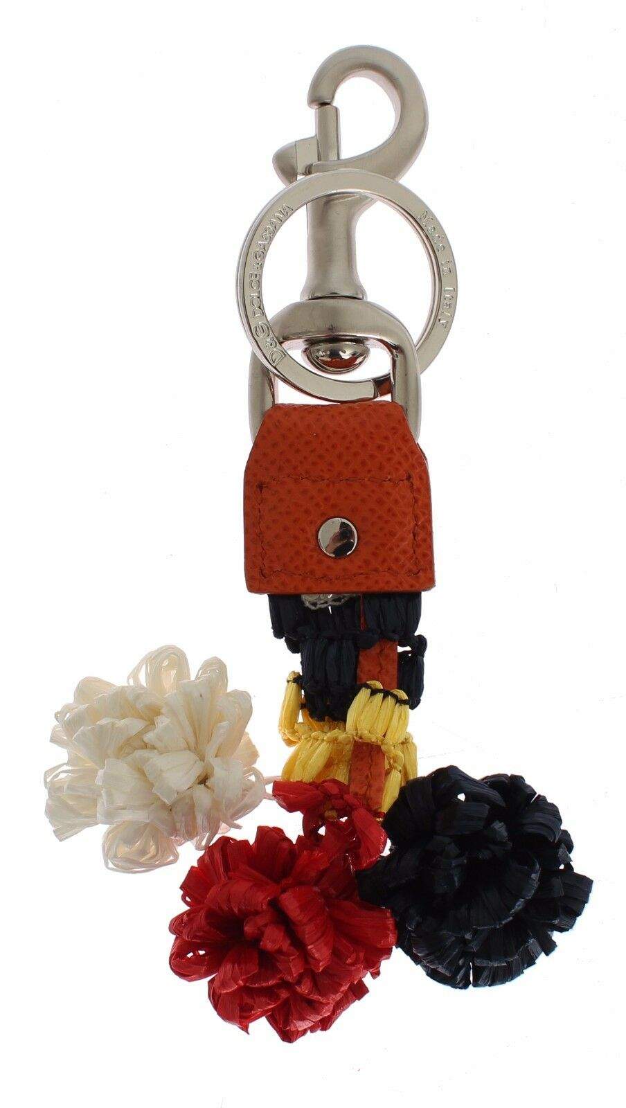 Dolce & Gabbana Multicolor Raffia Leather Clasp Finder Chain Keyring #women, Accessories - New Arrivals, Dolce & Gabbana, feed-agegroup-adult, feed-color-multicolor, feed-gender-female, Keychains - Women - Accessories, Multicolor at SEYMAYKA