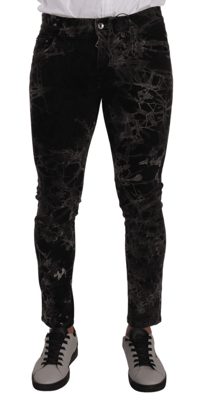 Dolce & Gabbana Black Patterned Skinny Slim Fit Jeans #men, Black and Gray, Dolce & Gabbana, feed-1, IT48 | M, Jeans & Pants - Men - Clothing at SEYMAYKA
