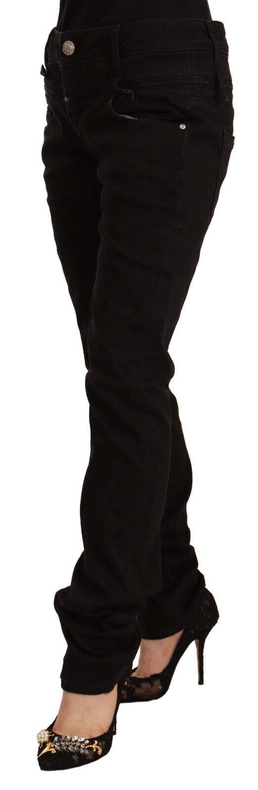 Acht Black Low Waist Cotton Stretch Denim Skinny Jeans Acht, Black, feed-1, Jeans & Pants - Women - Clothing, W26 at SEYMAYKA