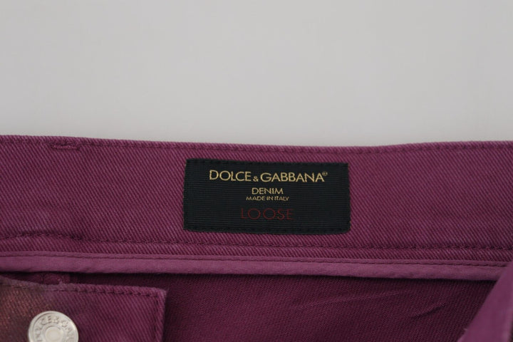 Dolce & Gabbana Magenta Cotton Men Casual Harness Denim Jeans