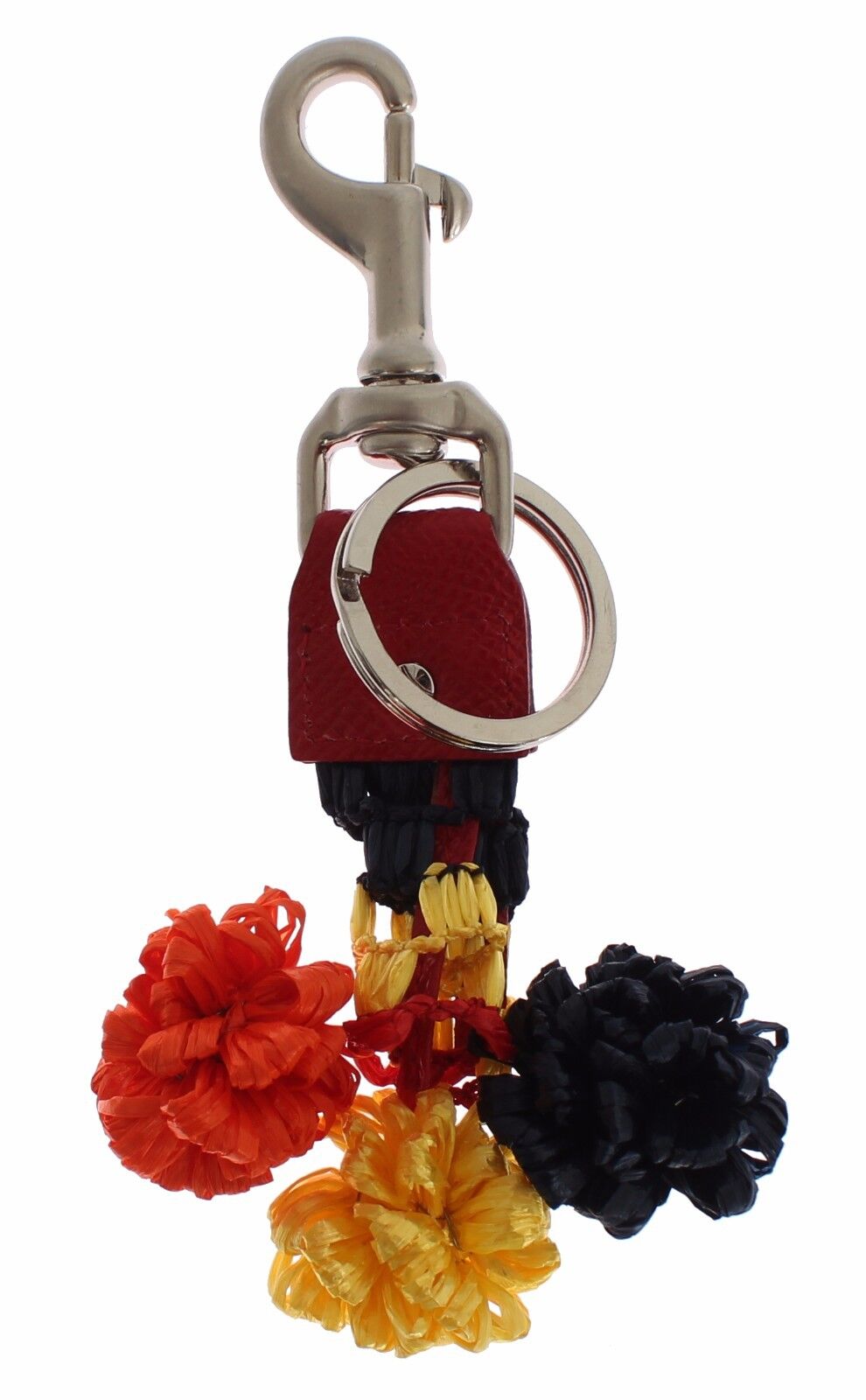 Dolce & Gabbana Multicolor Raffia Leather Clasp Finder Chain Keyring