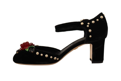 Dolce & Gabbana Black Embellished Ankle Strap Heels Sandals Black, Dolce & Gabbana, EU35.5/US5, feed-1, Sandals - Women - Shoes at SEYMAYKA