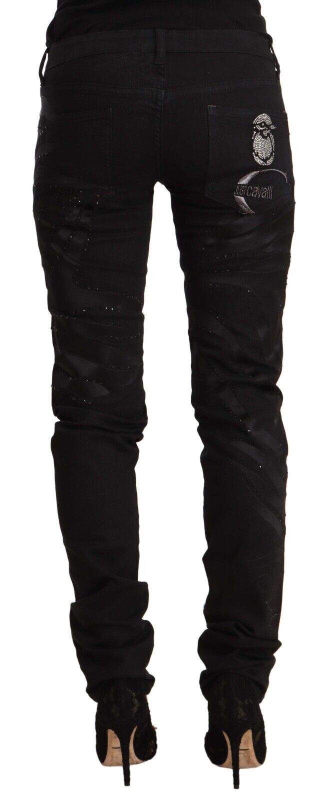 Just Cavalli Black Mid Waist Embellished Skinny Jeans Black, feed-1, Jeans & Pants - Women - Clothing, Just Cavalli, W24, W25, W26 at SEYMAYKA