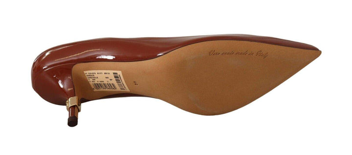 Dolce & Gabbana Brown Kitten Heels Pumps Patent Leather Brown, Dolce & Gabbana, EU39/US8.5, feed-1, Pumps - Women - Shoes at SEYMAYKA