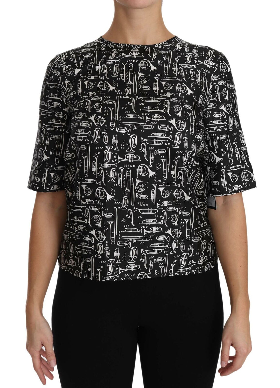 Dolce & Gabbana Musical Instruments Print Silk Blouse