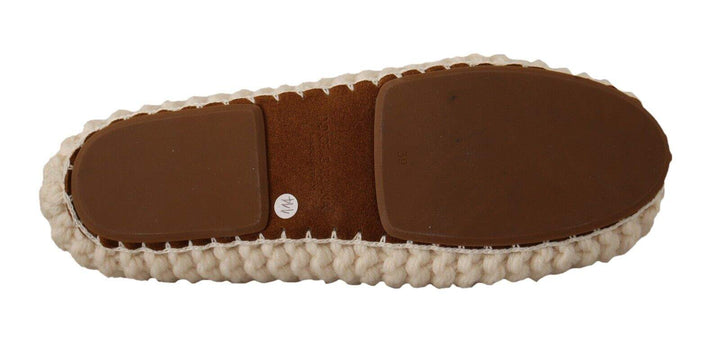 Dolce & Gabbana White Slip On Ballerina Flats Wool Knit Shoes Dolce & Gabbana, EU39/US8.5, feed-1, Flat Shoes - Women - Shoes, White at SEYMAYKA