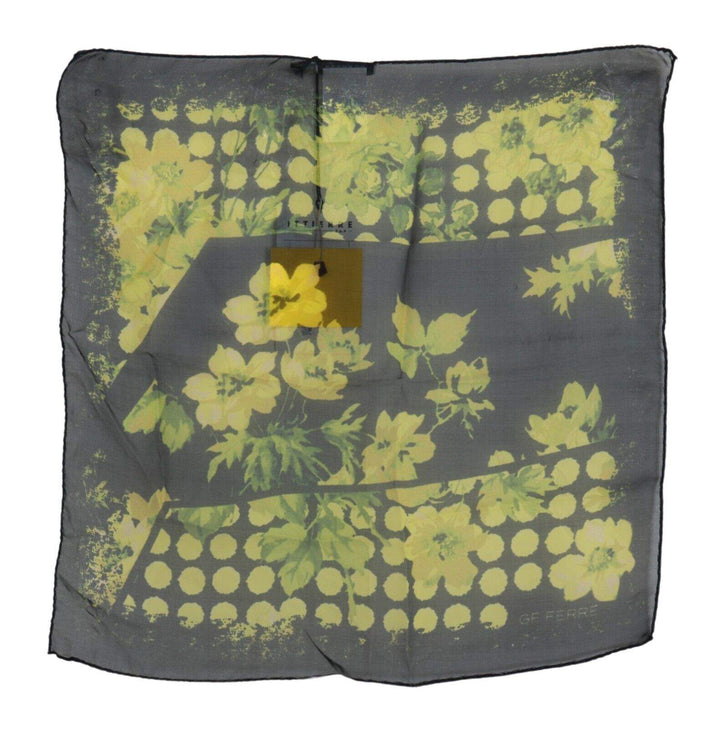 GF Ferre Black Yellow Floral Wrap Shawl Foulard Scarf Black, feed-1, GF Ferre, Scarves - Women - Accessories at SEYMAYKA