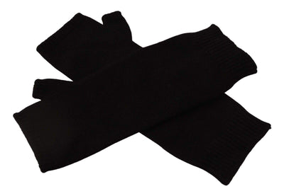 Dolce & Gabbana Black Knitted Fingerless Elbow Length Gloves 7.5|S, 7|S, 8|M, Black, Dolce & Gabbana, feed-1, Gloves - Women - Accessories at SEYMAYKA
