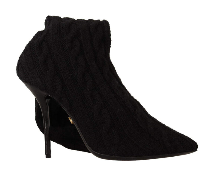 Dolce & Gabbana Black Stretch Socks Knee High Booties Shoes Black, Boots - Women - Shoes, Dolce & Gabbana, EU38/US7.5, EU40/US9.5, feed-1 at SEYMAYKA
