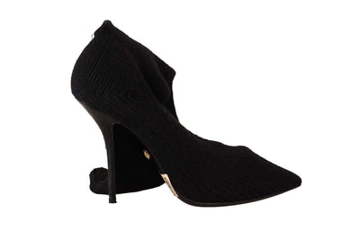 Dolce & Gabbana Black Stretch Socks Knee High Booties Shoes Black, Boots - Women - Shoes, Dolce & Gabbana, EU38/US7.5, feed-1 at SEYMAYKA