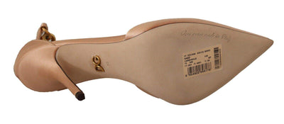 Dolce & Gabbana Beige Ankle Chain Strap High Heels Pumps Shoes Beige, Dolce & Gabbana, EU39/US8.5, feed-1, Pumps - Women - Shoes at SEYMAYKA