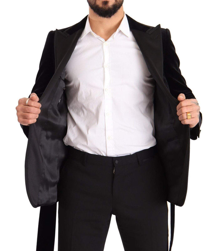 Dolce & Gabbana Black Velvet Single Breasted One Button Blazer #men, Black, Blazers - Men - Clothing, Dolce & Gabbana, feed-1, IT48 | M at SEYMAYKA
