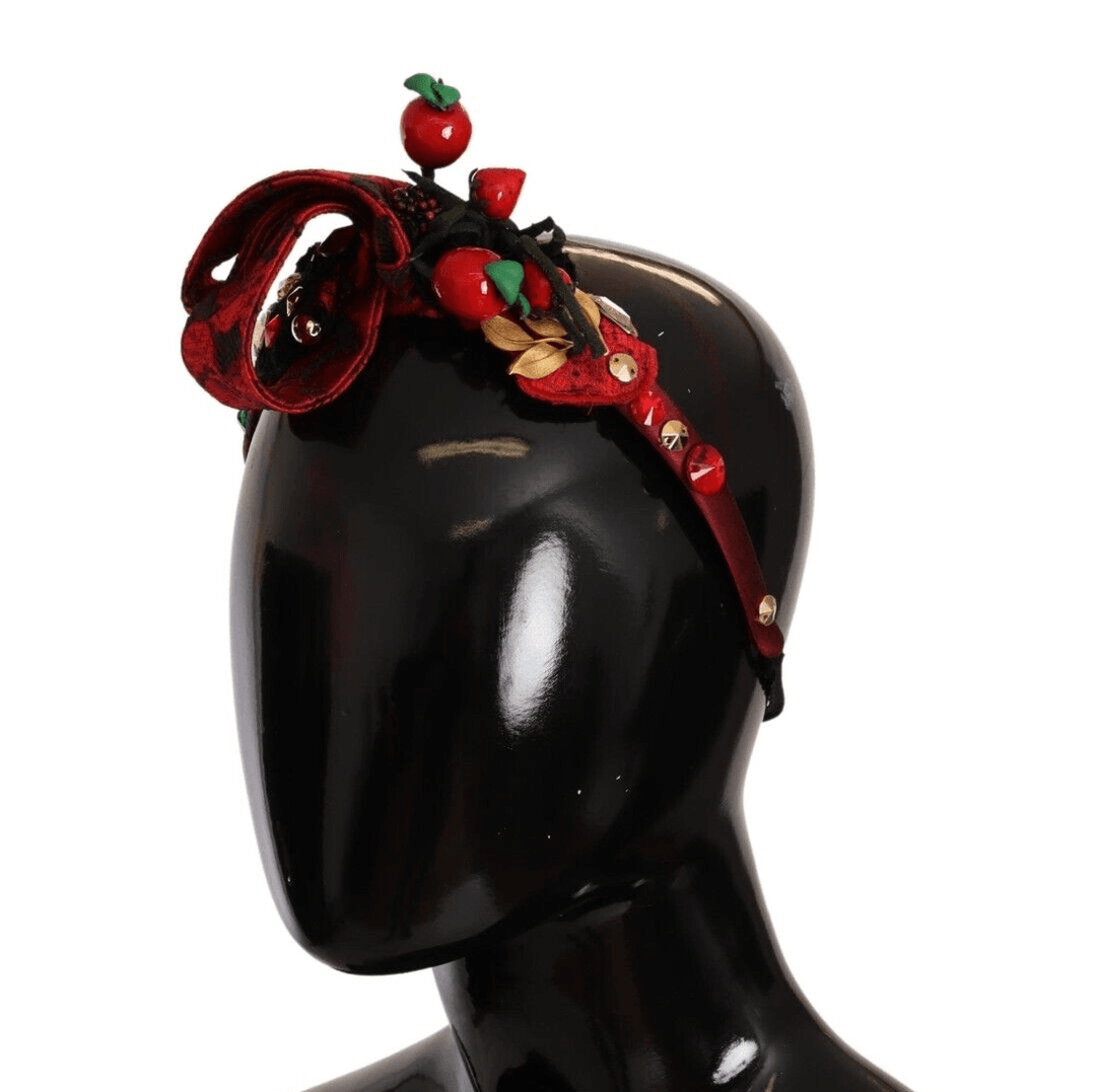Dolce & Gabbana Red Tiara Berry Fruit Crystal Bow Hair Diadem Headband Dolce & Gabbana, feed-1, Headbands - Women - Accessories, Red at SEYMAYKA