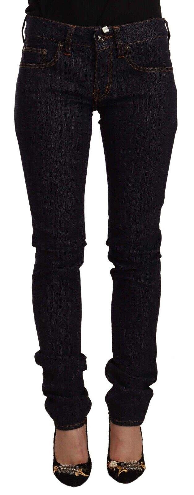 GF Ferre Black Mid Waist Cotton Denim Skinny Jeans Black, feed-1, GF Ferre, Jeans & Pants - Women - Clothing, W26 | IT40 at SEYMAYKA