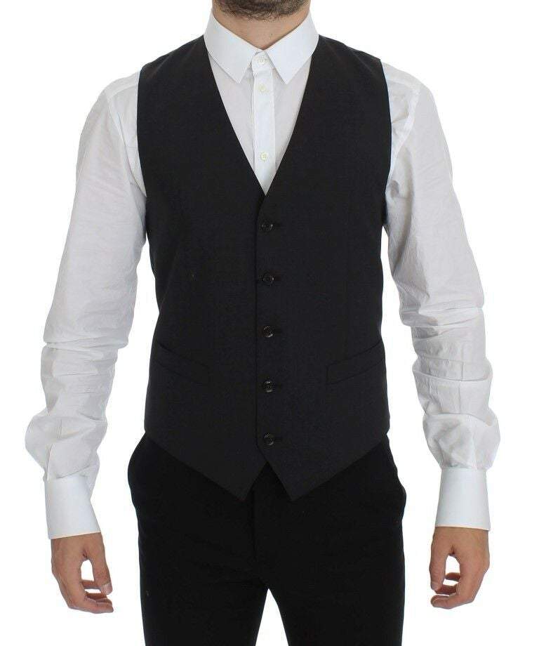 Dolce & Gabbana Gray Wool Stretch Dress Blazer Vest #men, Dolce & Gabbana, feed-agegroup-adult, feed-color-gray, feed-gender-male, Gray, IT46 | S, IT50 | L, Men - New Arrivals, Vests - Men - Clothing at SEYMAYKA