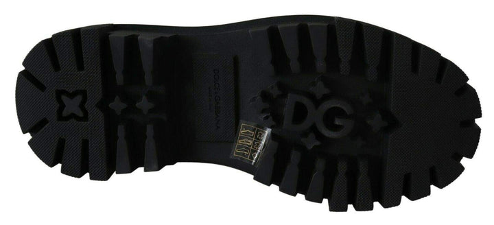 Dolce & Gabbana Black Leather Crystal Combat Boots Black, Boots - Women - Shoes, Dolce & Gabbana, EU35/US4.5, feed-1, Shoes - New Arrivals at SEYMAYKA