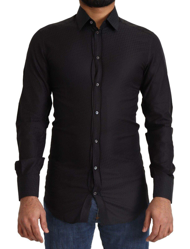 Dolce & Gabbana Black GOLD Cotton Slim Dress Formal Shirt #men, Black, Dolce & Gabbana, feed-1, IT37 | XS, Shirts - Men - Clothing at SEYMAYKA