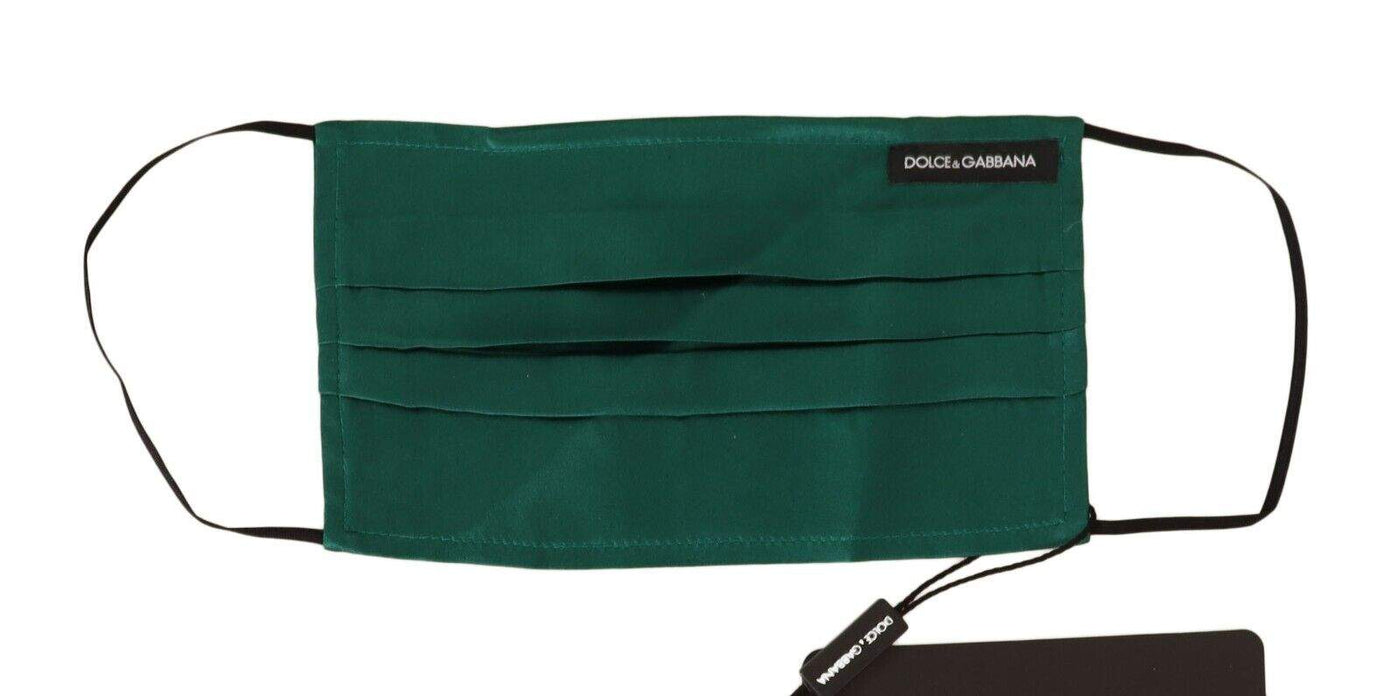 Dolce & Gabbana Green Silk Pleated Elastic Ear Strap Face Mask Dolce & Gabbana, feed-1, Green, Other - Women - Accessories at SEYMAYKA