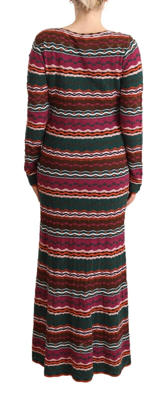 Missoni Multicolor Stripe Wool Knitted Maxi Sheath Dress