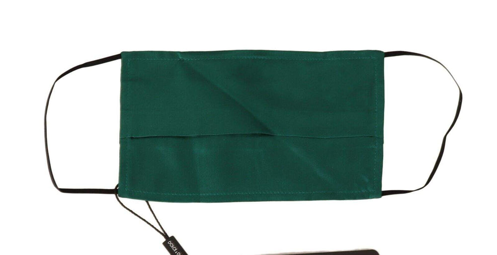 Dolce & Gabbana Green Silk Pleated Elastic Ear Strap Face Mask Dolce & Gabbana, feed-1, Green, Other - Women - Accessories at SEYMAYKA